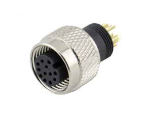 Circular Waterproof M12 8 Pin Male Straight Connector Front Panel Mount Solder Type connector