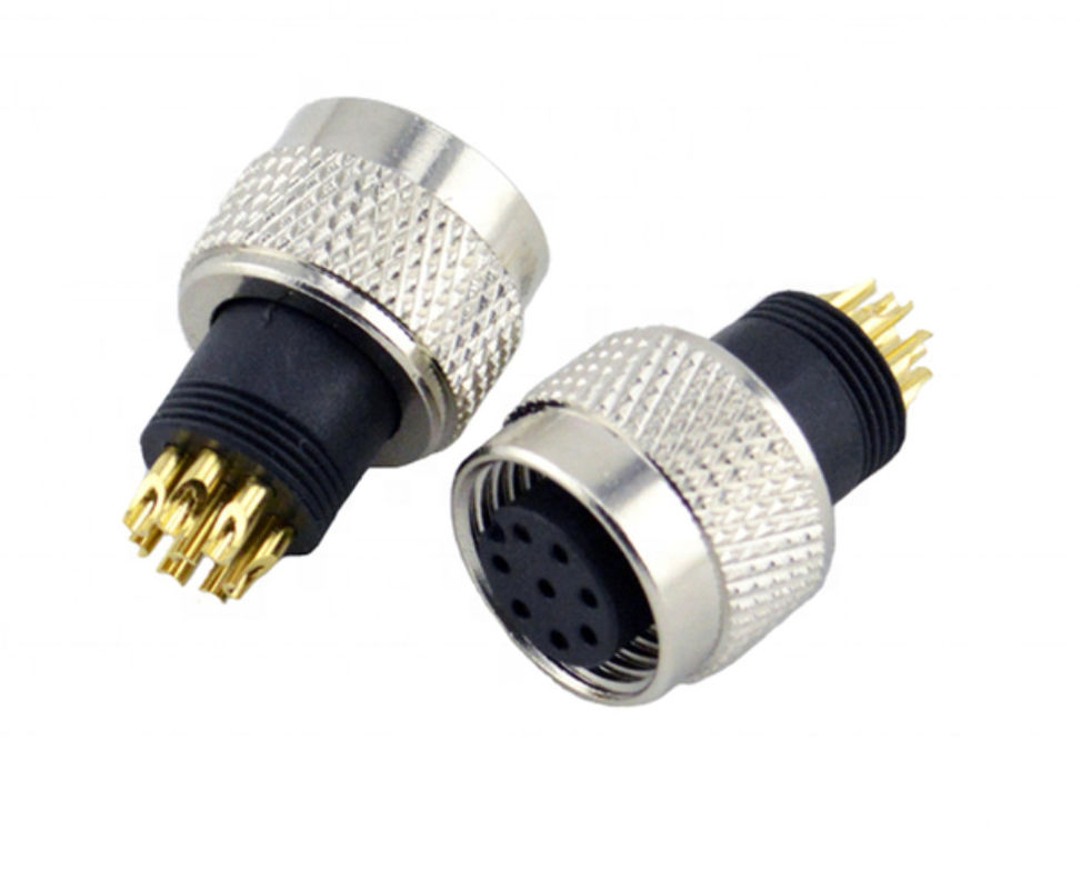 Solder Type M12 8 Pin Connector , M12 Plug Connector For Distribution ...