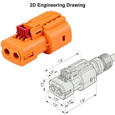 EV High Voltage Interlock Connector 2 Pin Straight Type for Energy Storage & Electric Vehicles
