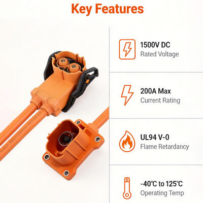 8mm HVIL Connector 1500V 200A for EV Battery & PDU | RitianLink