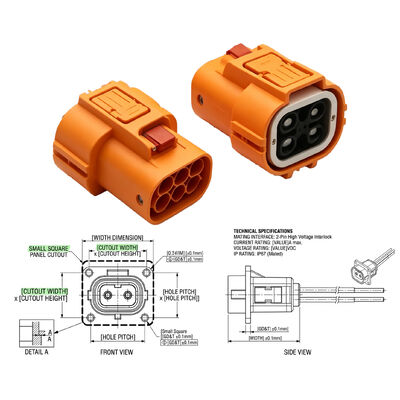 Small Square HVIL Connector 800V 46A for EV | RitianLink